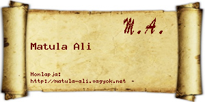 Matula Ali névjegykártya